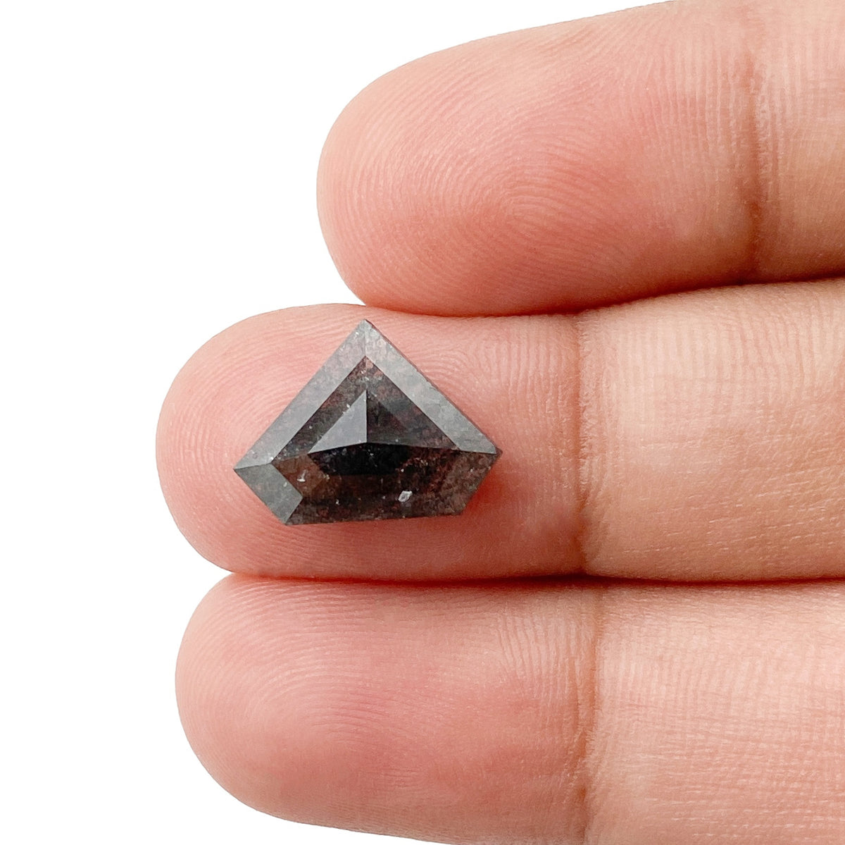 2.81ct | Salt & Pepper Shield Shape Rose Cut Diamond - Modern Rustic Diamond