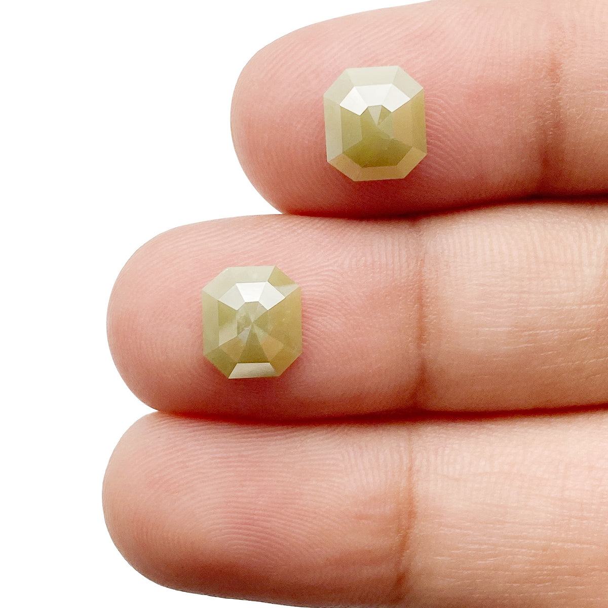 2.81cttw | Salt & Pepper Emerald Shape Rose Cut Diamond Matched Pair - Modern Rustic Diamond