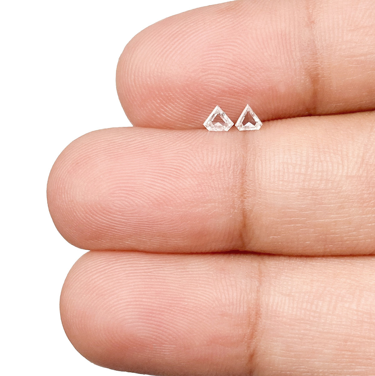 0.13cttw | E-F VS Shield Shape Step Cut Diamond Matched Pair - Modern Rustic Diamond