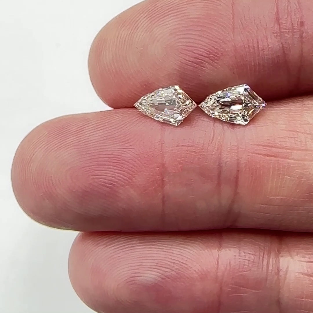 2.01cttw | I-J VVS2-VS1 Kite Shape Brilliant Cut Diamond Matched Pair - Modern Rustic Diamond