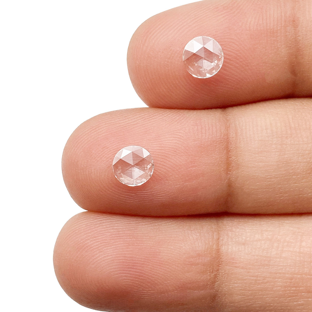 0.53cttw | E-F VVS Round Shape Rose Cut Diamond Matched Pair - Modern Rustic Diamond