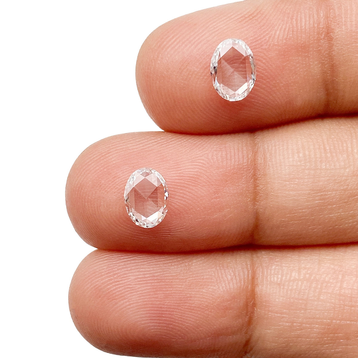 0.80cttw | D VVS-VS Round Shape Rose Cut Diamond Matched Pair - Modern Rustic Diamond