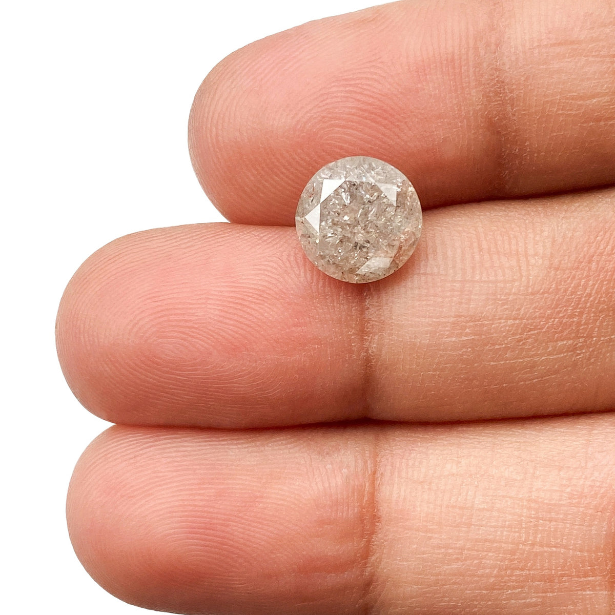 2.56ct | Salt & Pepper Round Shape Brilliant Cut Diamond