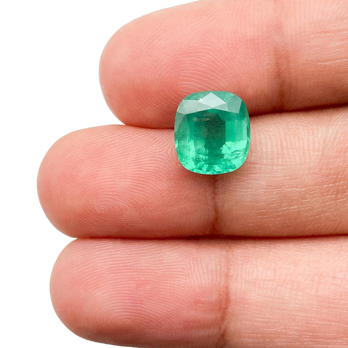 2.87ct | Brilliant Cut Cushion Shape Brazil Emerald - Modern Rustic Diamond