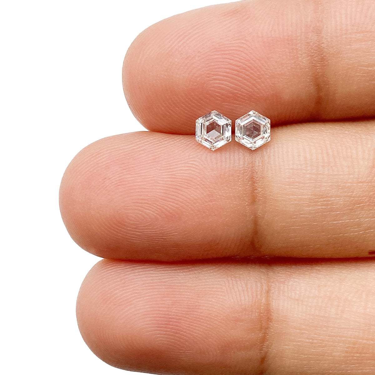 0.63cttw | E-F VVS-VS Hexagon Shape Step Cut Diamond Matched Pair - Modern Rustic Diamond