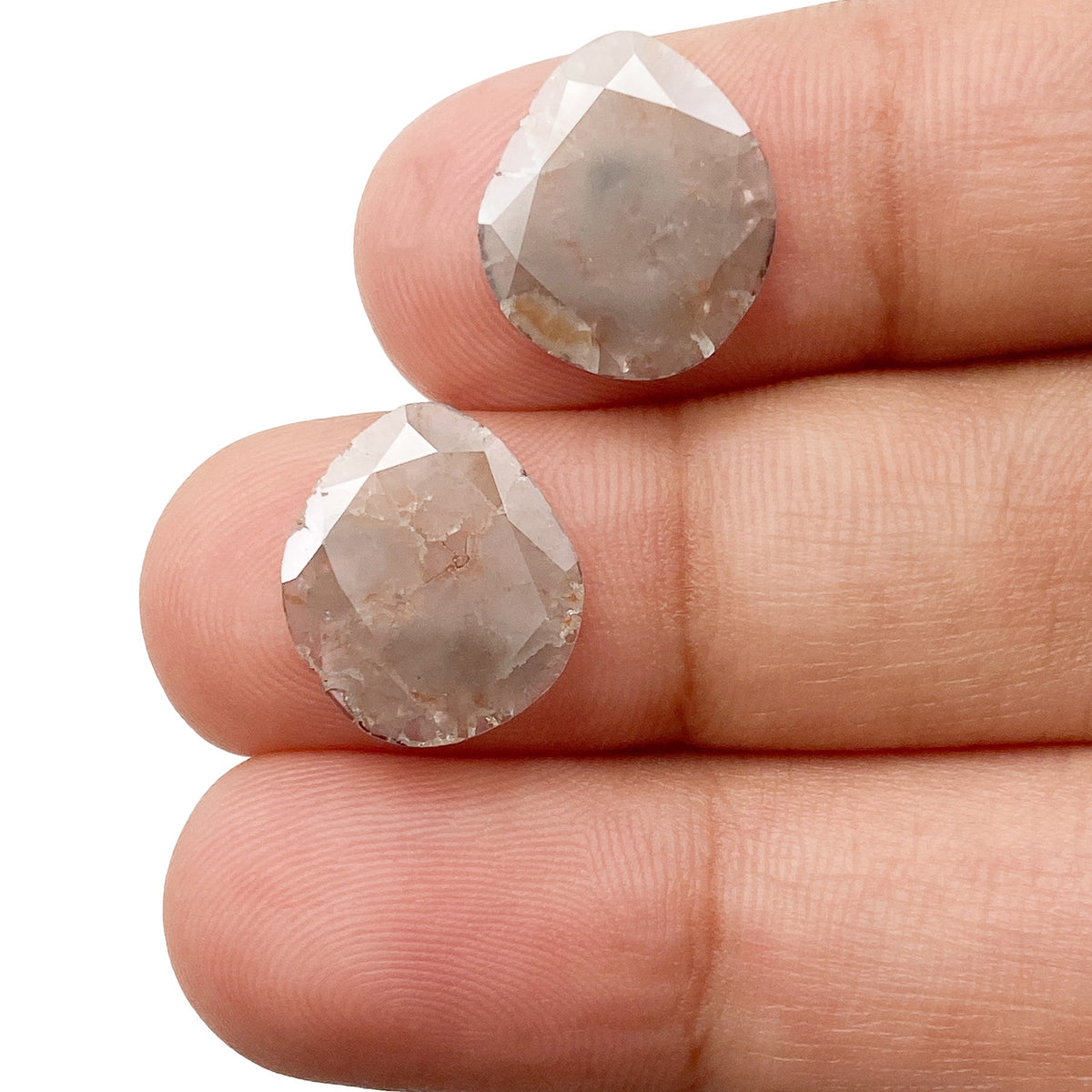 2.88cttw | Rstc  Pear Shape Rose Cut Diamond Matched Pair - Modern Rustic Diamond