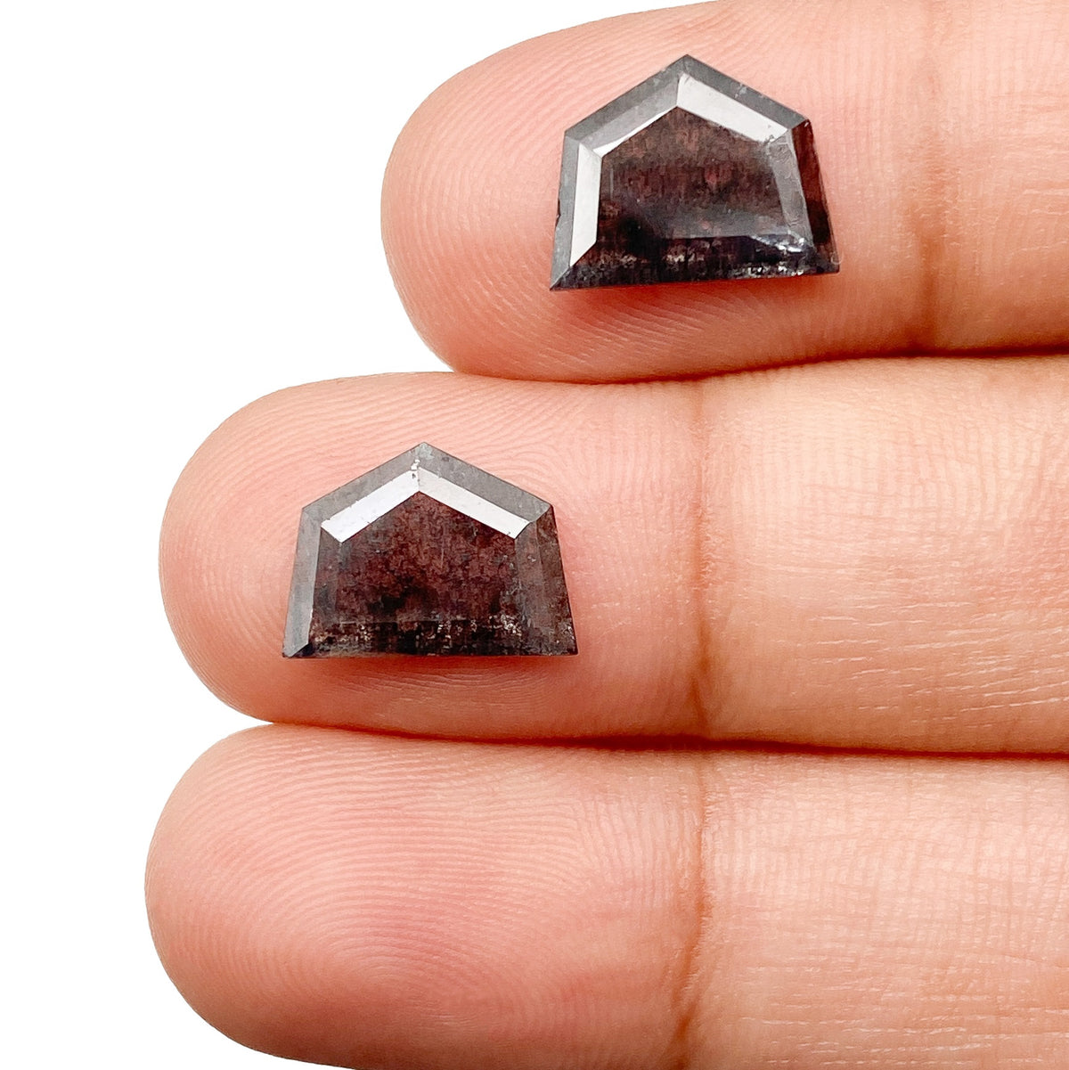 2.90cttw | Rstc  Shield Shape Rose Cut Diamond Matched Pair - Modern Rustic Diamond