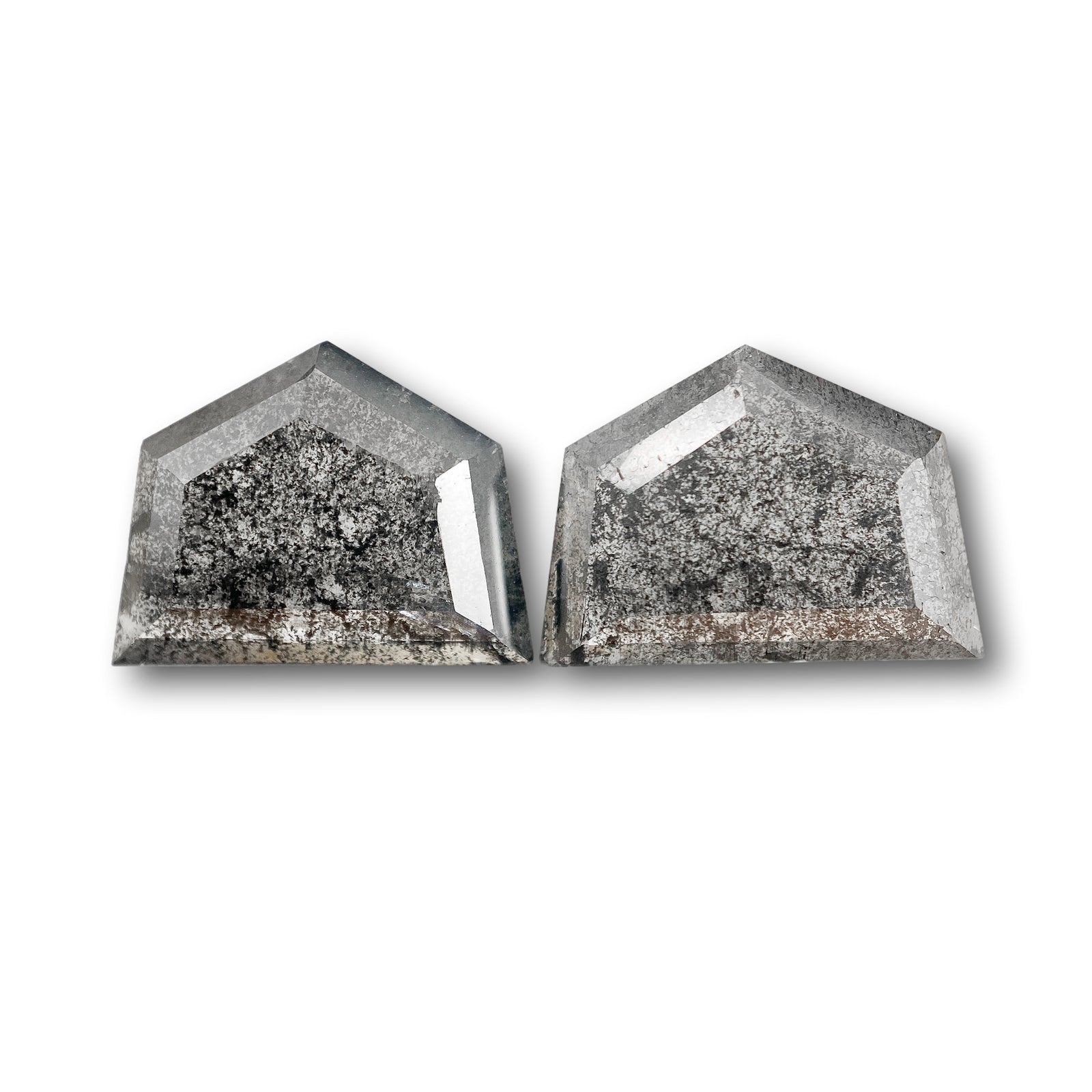 2.90cttw | Rstc  Shield Shape Rose Cut Diamond Matched Pair - Modern Rustic Diamond