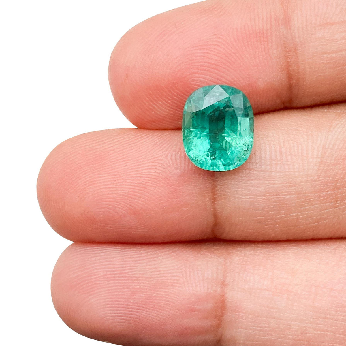 2.91ct | Brilliant Cut Cushion Shape Brazil Emerald - Modern Rustic Diamond