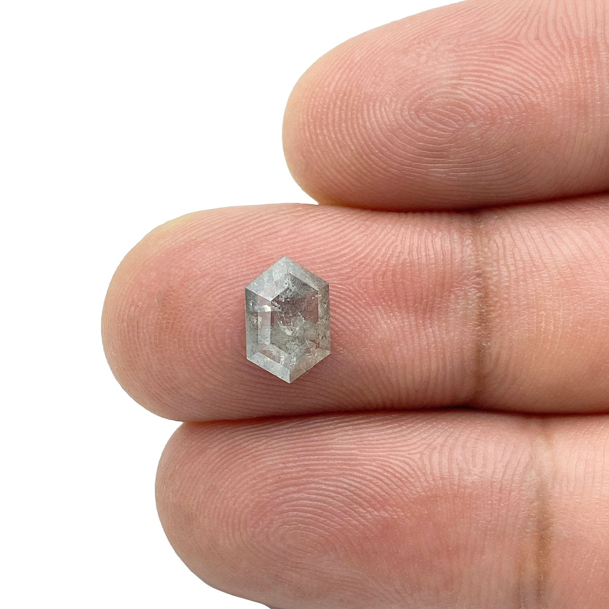 1.16ct | Salt & Pepper Hexagon Shape Rose Cut Diamond - Modern Rustic Diamond