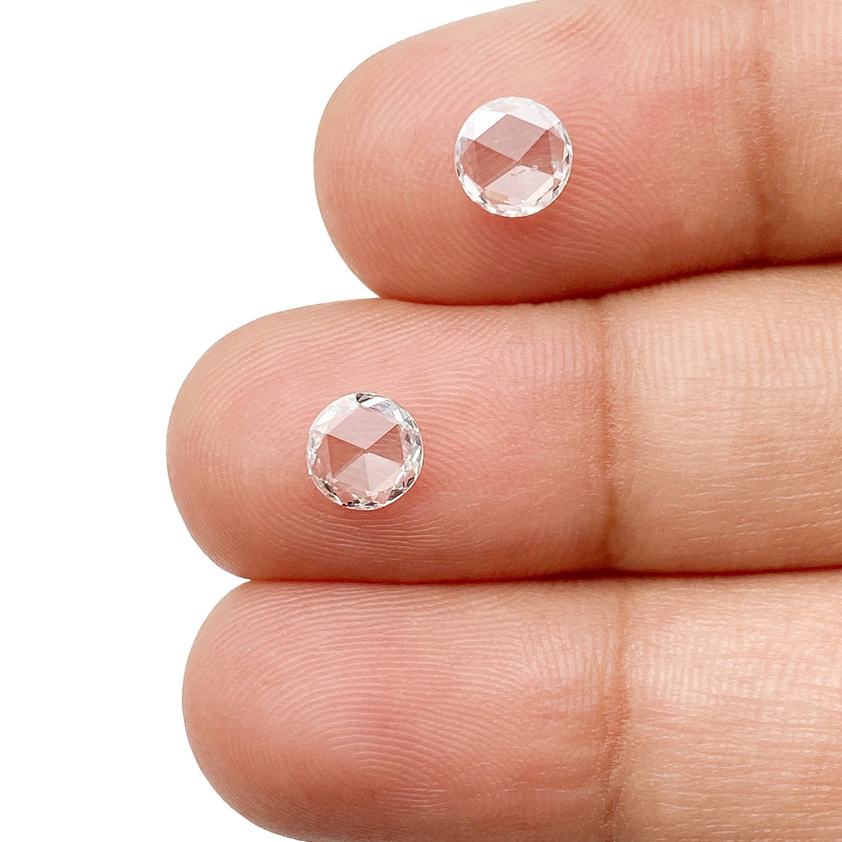 0.63cttw | F-G SI Round Shape Rose Cut Diamond Matched Pair - Modern Rustic Diamond