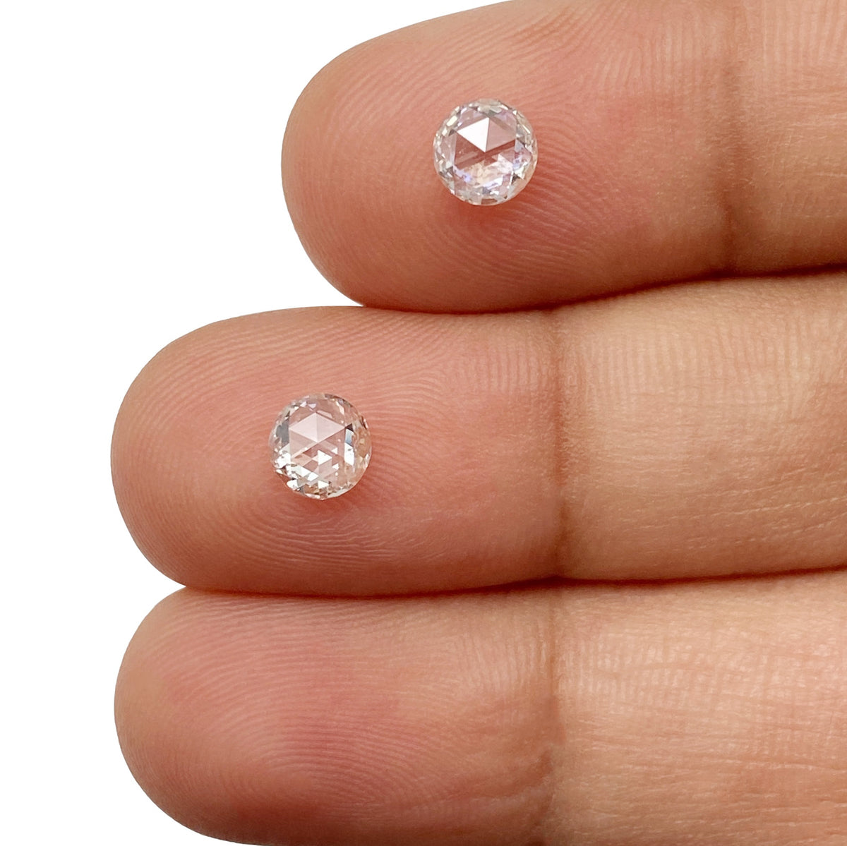 0.81cttw | G-H SI Round Shape Rose Cut Diamond Matched Pair - Modern Rustic Diamond