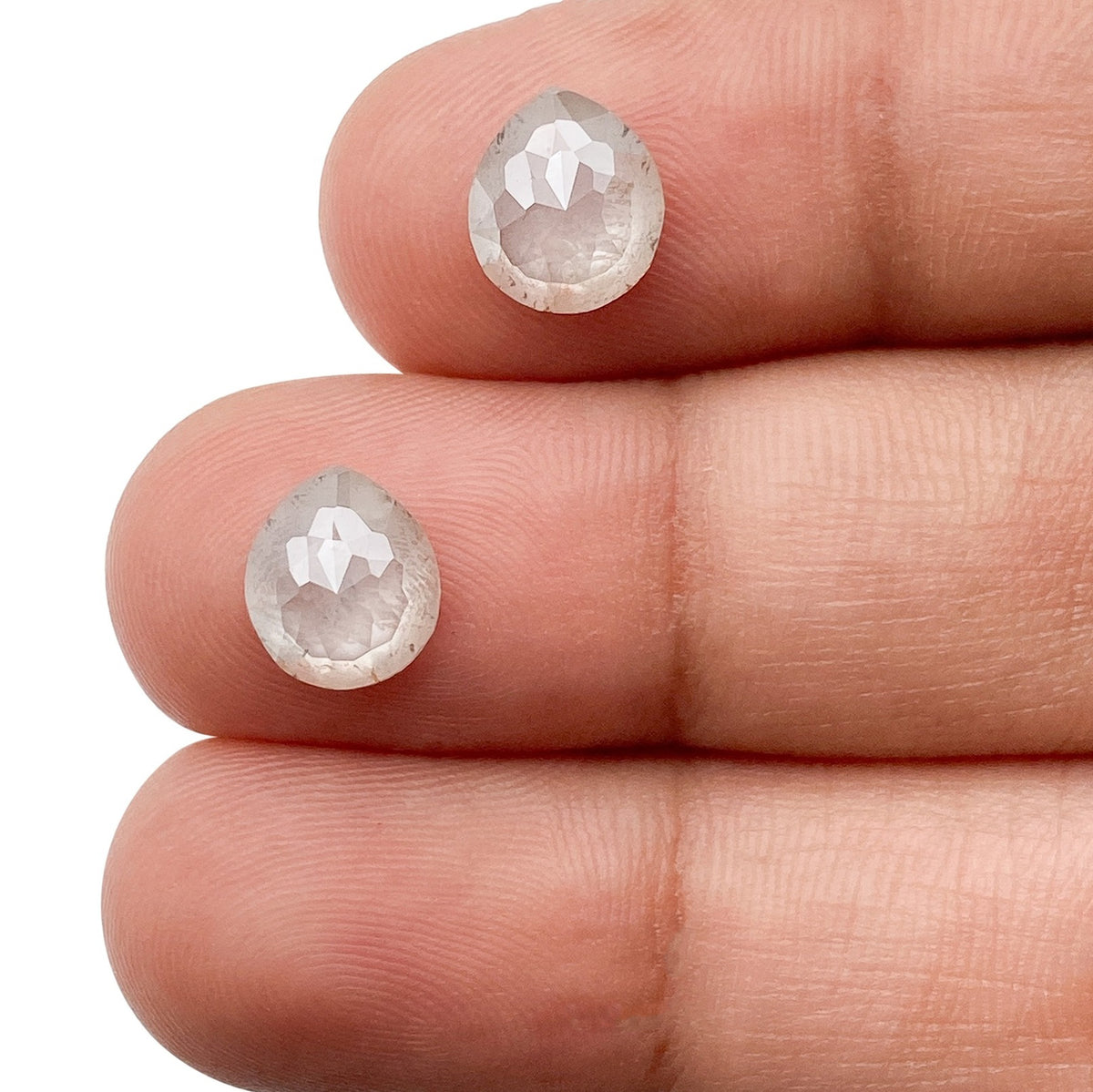 2.93cttw | Salt & Pepper Pear Shape Rose Cut Diamond Matched Pair - Modern Rustic Diamond