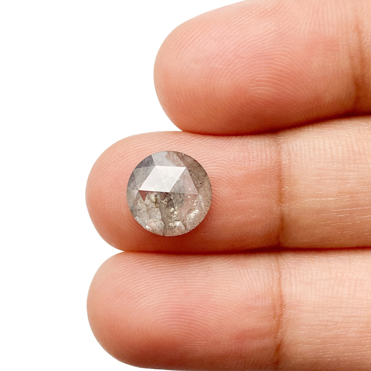 2.95ct | Salt & Pepper Round Shape Rose Cut Diamond - Modern Rustic Diamond