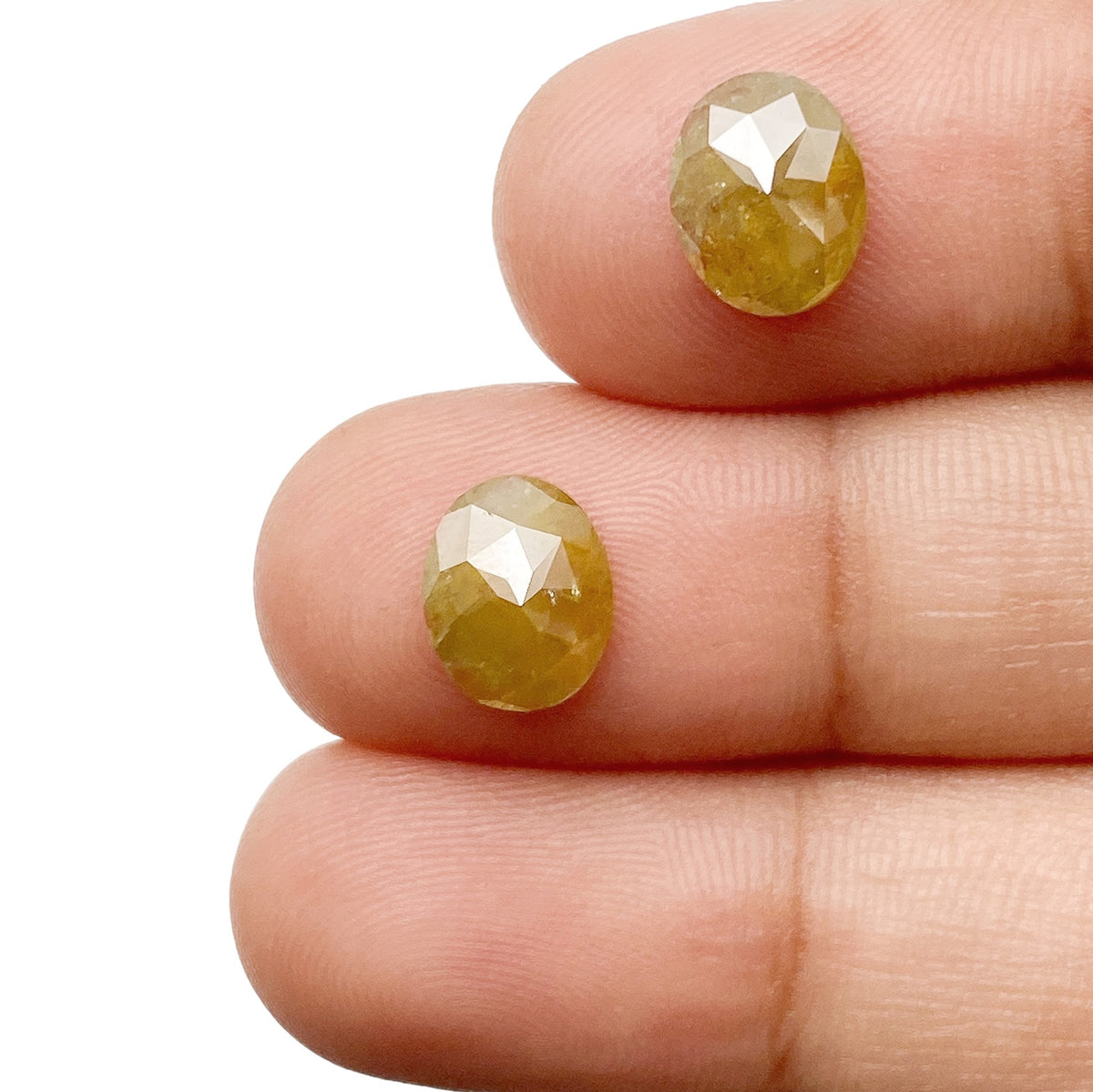 2.95cttw | Rustic  Oval Shape Rose Cut Diamond Matched Pair - Modern Rustic Diamond