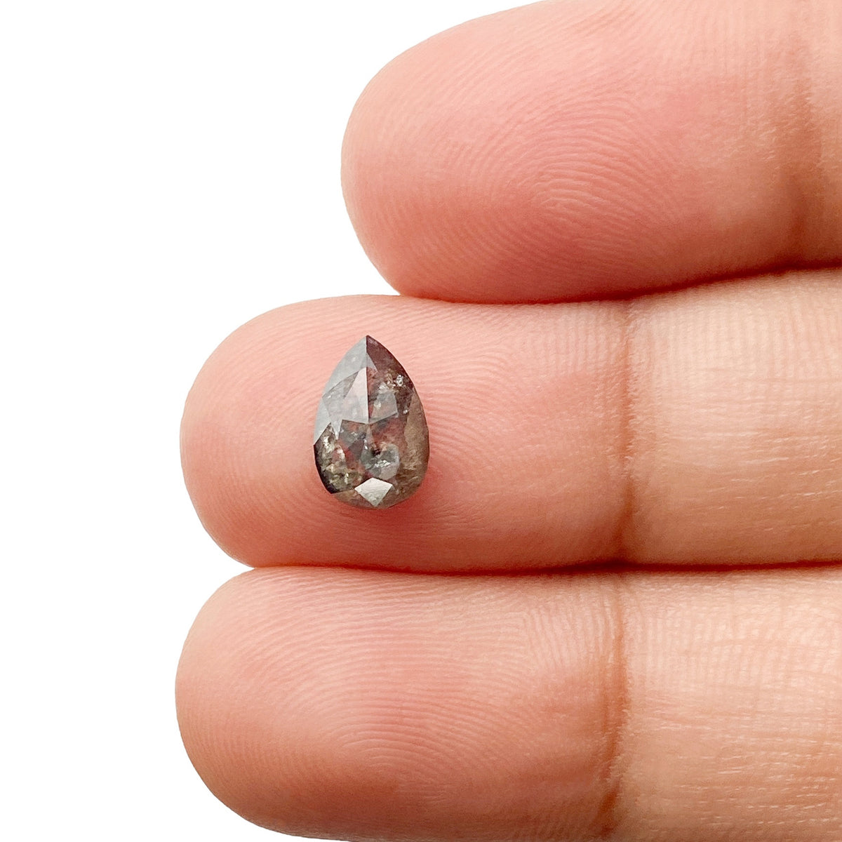 1.28ct | Salt & Pepper Pear Shape Rose Cut Diamond