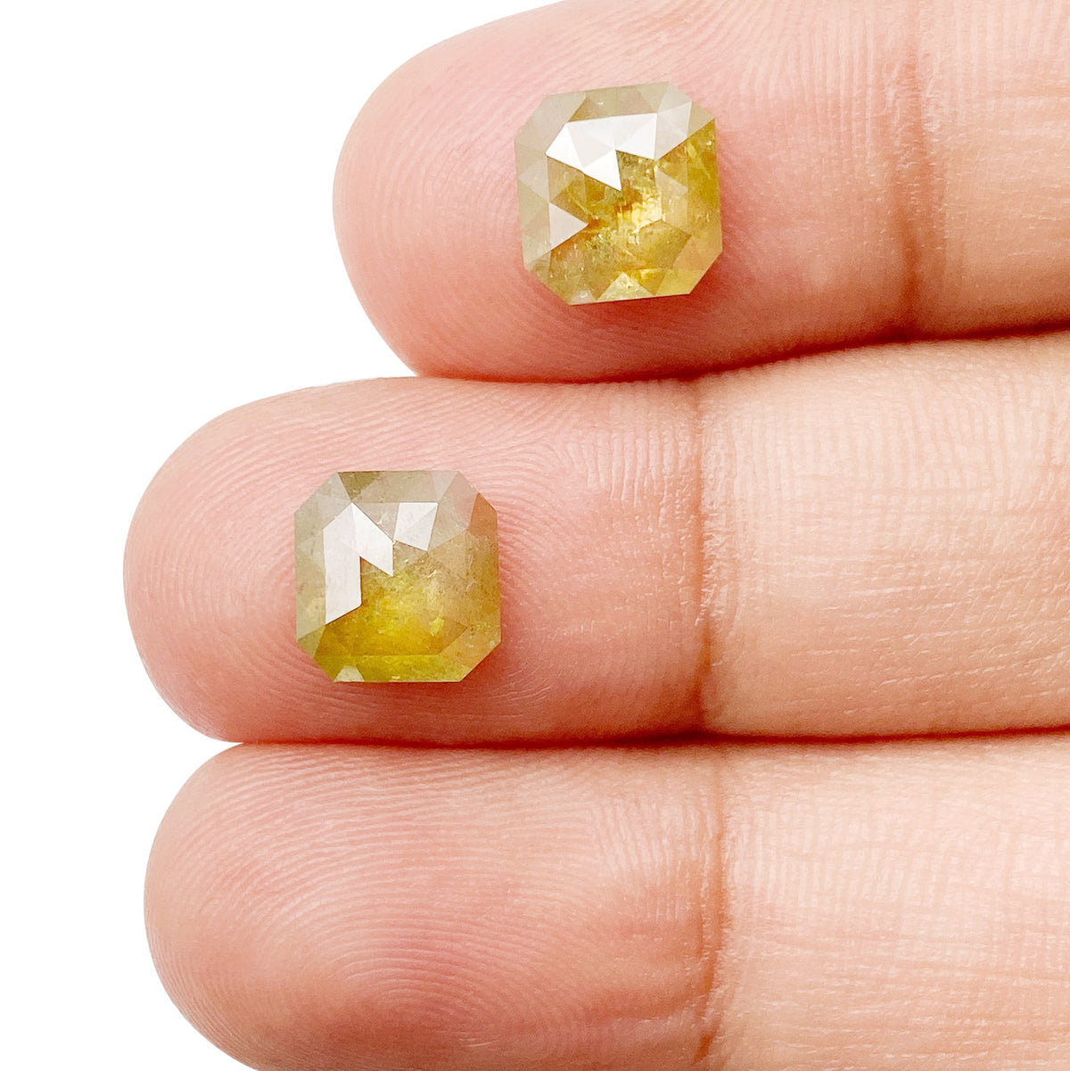 2.96cttw | Salt & Pepper Asscher Shape Step Cut Diamond Matched Pair - Modern Rustic Diamond