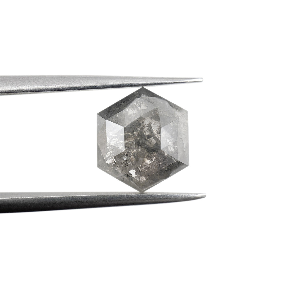 2.97ct | Salt & Pepper Hexagon Shape Rose Cut Diamond - Modern Rustic Diamond