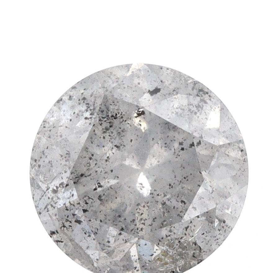 2.98ct | Salt & Pepper Round Shape Brilliant Cut Diamond - Modern Rustic Diamond