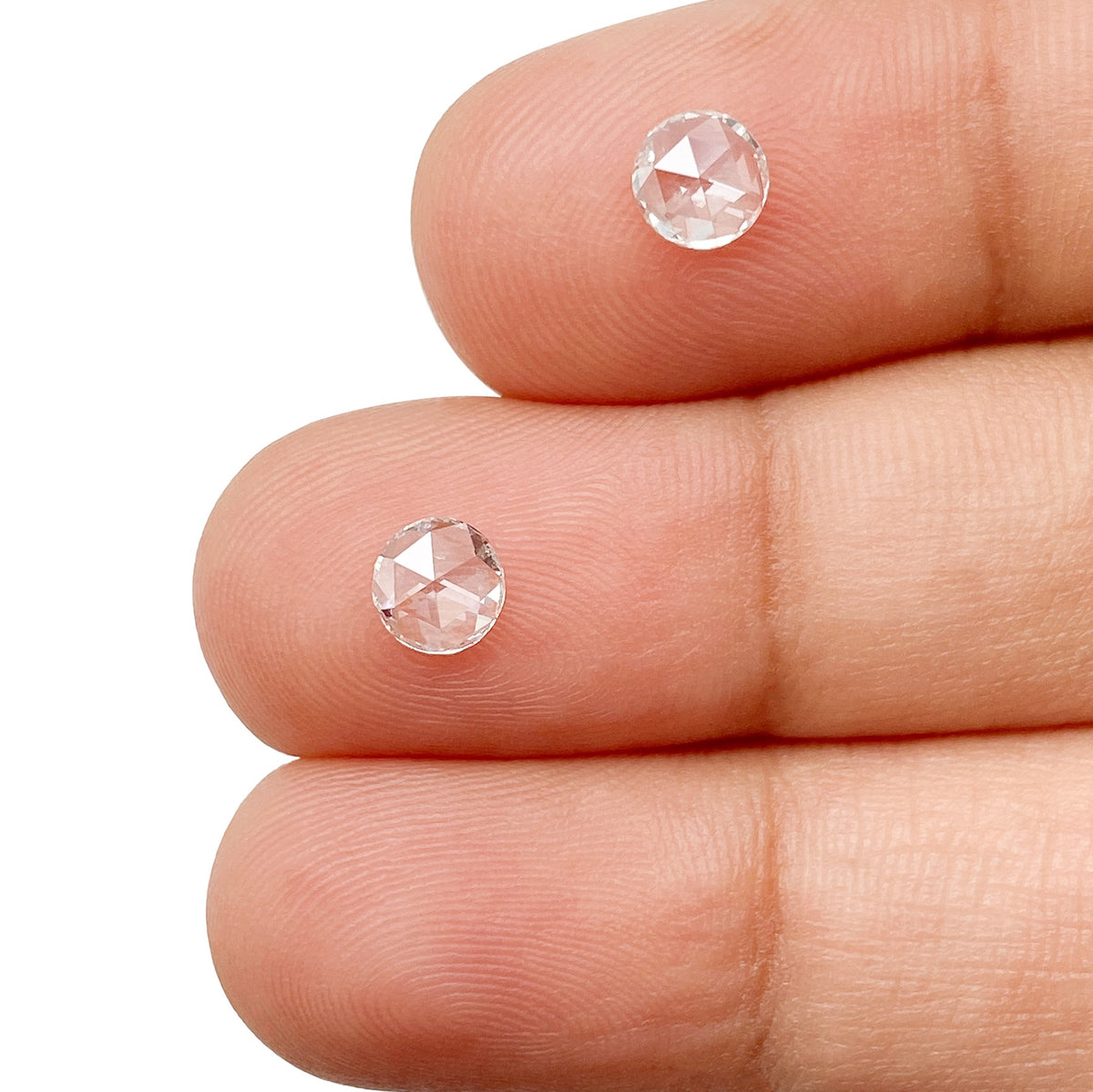 0.66cttw | G-H VS-SI Round Shape Rose Cut Diamond Matched Pair - Modern Rustic Diamond