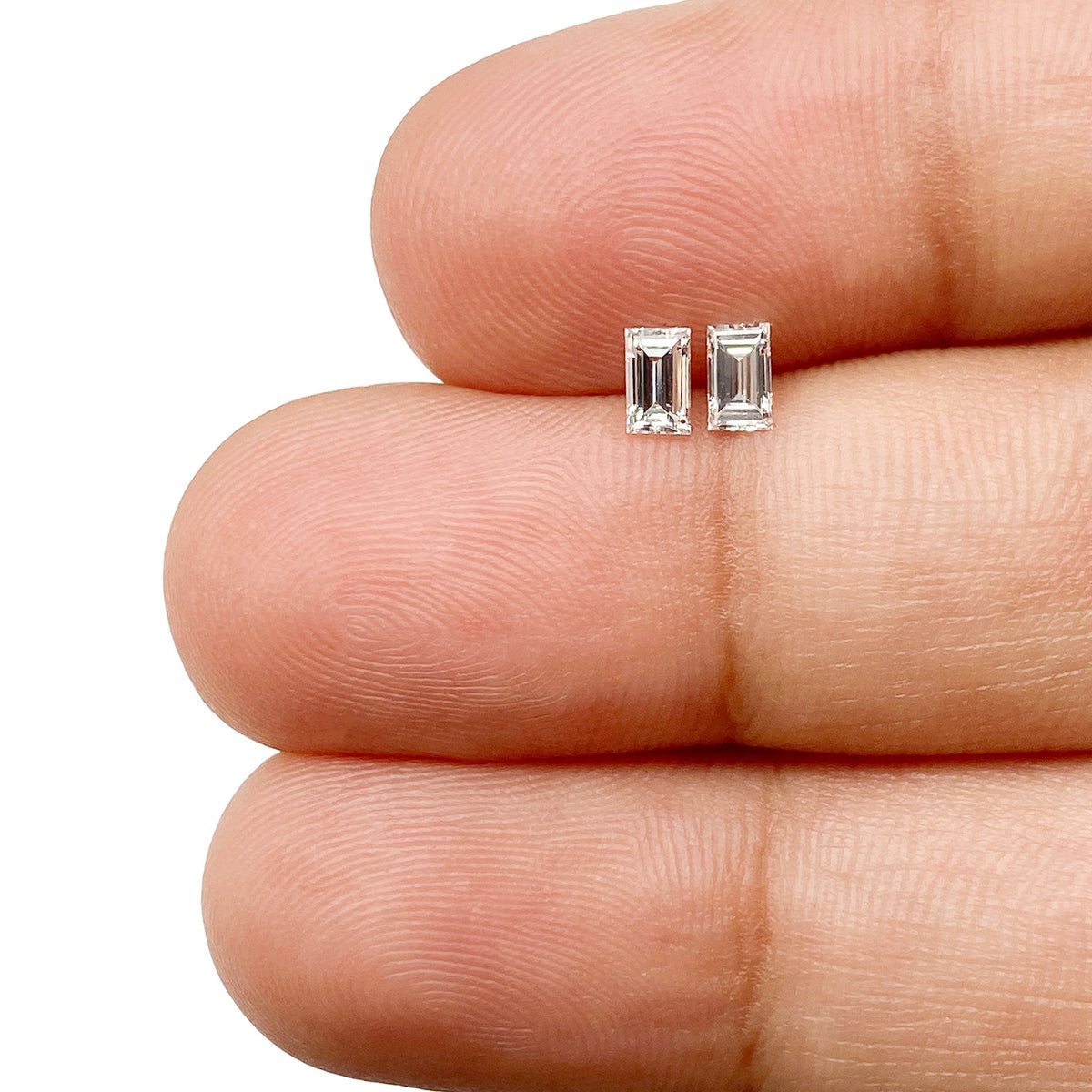 0.28cttw | D VVS Baguette Shape Step Cut Diamond Matched Pair - Modern Rustic Diamond
