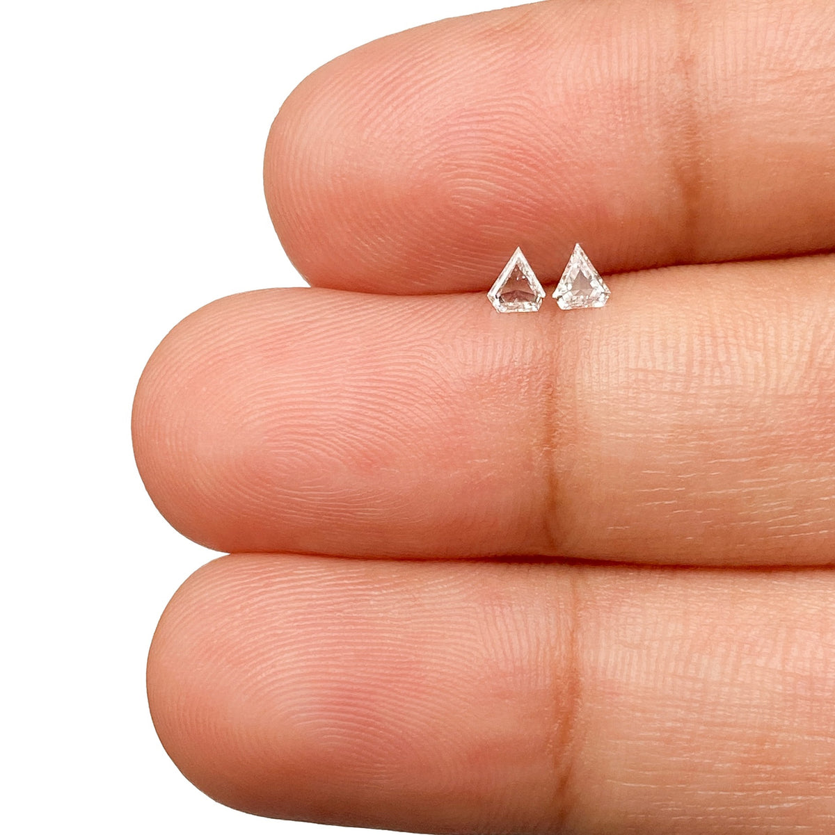 0.14cttw | F-G VVS Shield Shape Step Cut Diamond Matched Pair - Modern Rustic Diamond