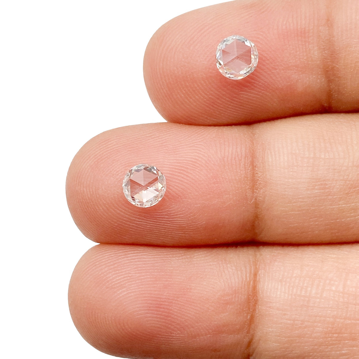 0.88cttw | F-G VS Round Shape Rose Cut Diamond Matched Pair - Modern Rustic Diamond