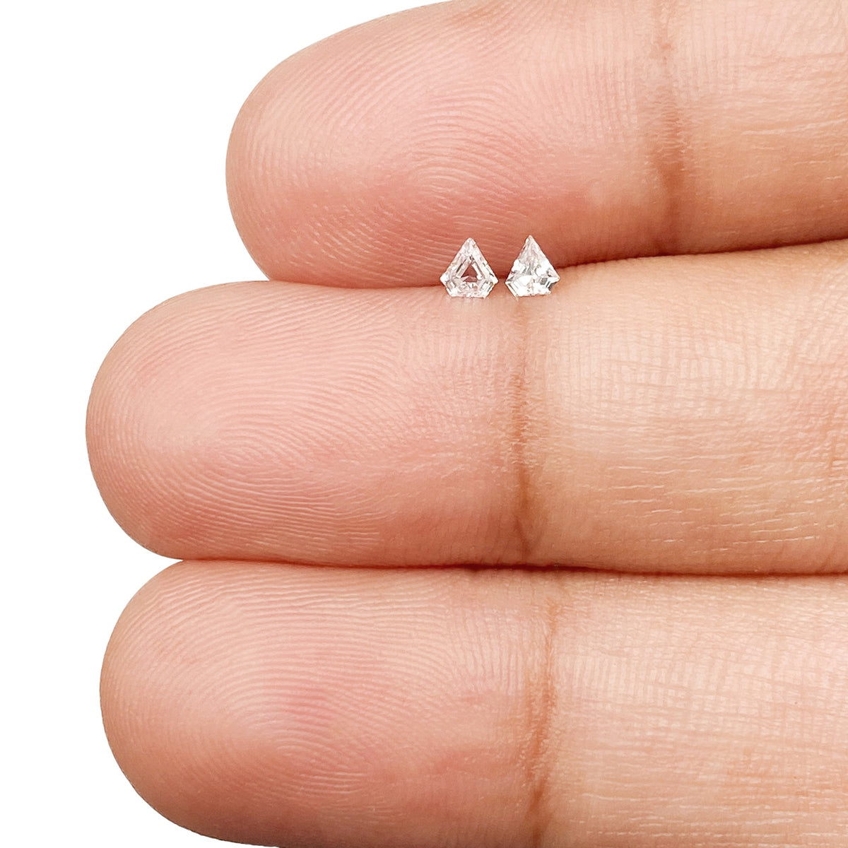 0.12cttw | E-F VVS Shield Shape Step Cut Diamond Matched Pair - Modern Rustic Diamond