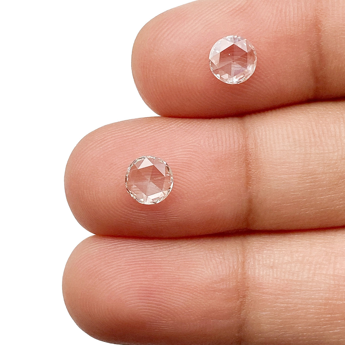 0.72cttw | I-J SI Round Shape Rose Cut Diamond Matched Pair - Modern Rustic Diamond