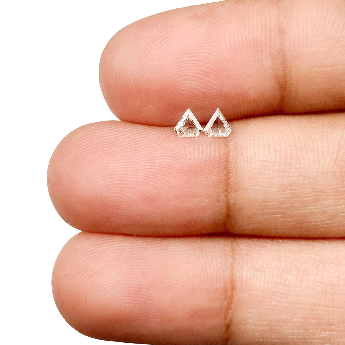 0.17cttw | H-I VS-SI Shield Shape Step Cut Diamond Matched Pair - Modern Rustic Diamond