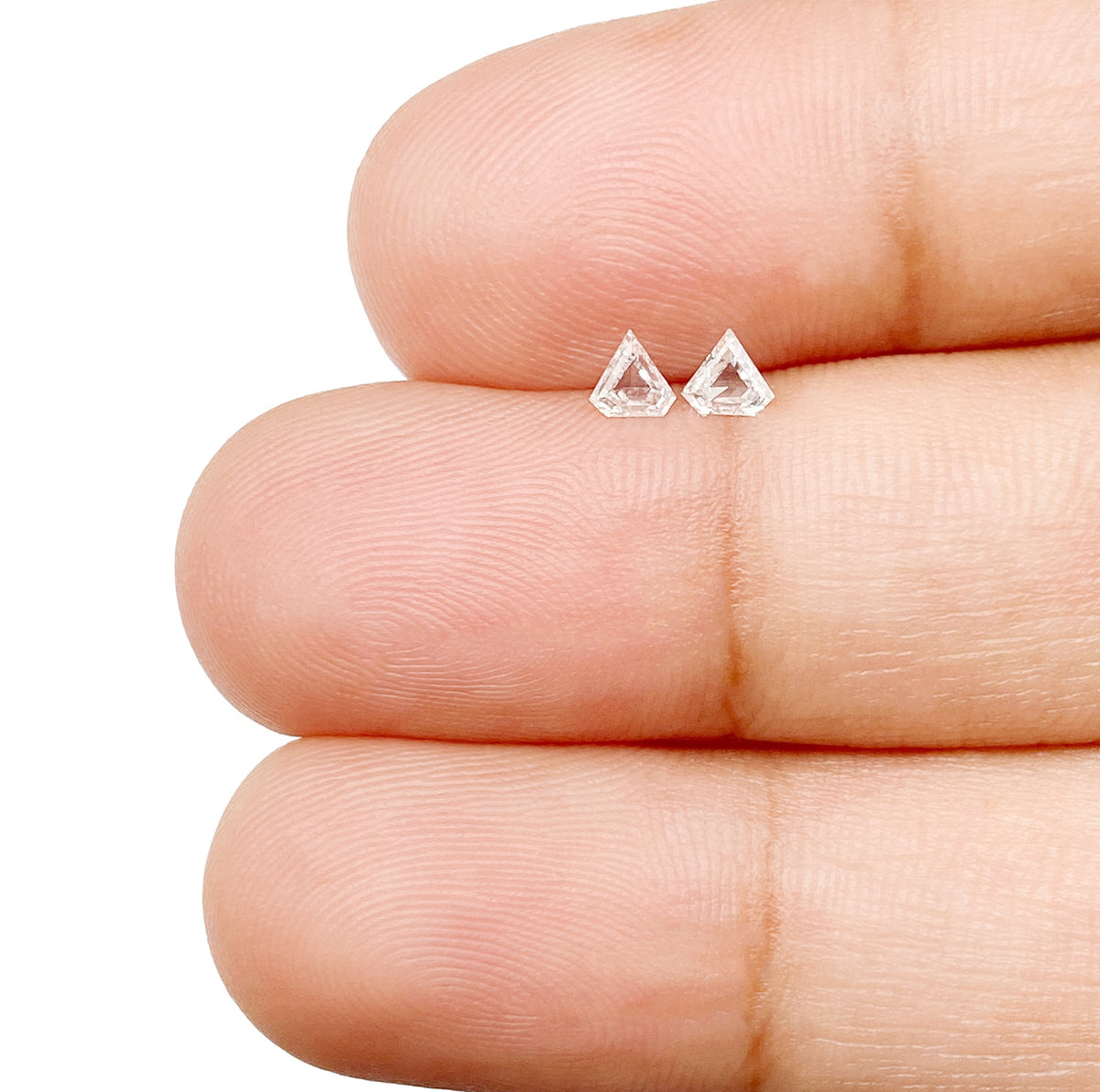 0.16cttw | E-F VS Shield Shape Step Cut Diamond Matched Pair - Modern Rustic Diamond