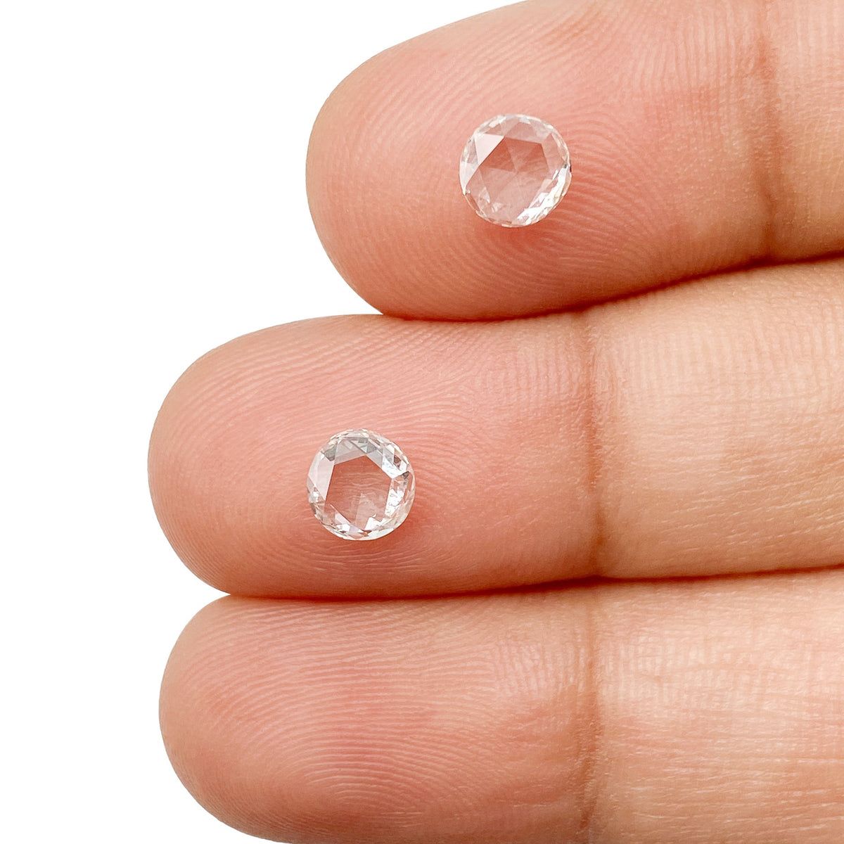 0.90cttw | F-G VS-SI Round Shape Rose Cut Diamond Matched Pair - Modern Rustic Diamond