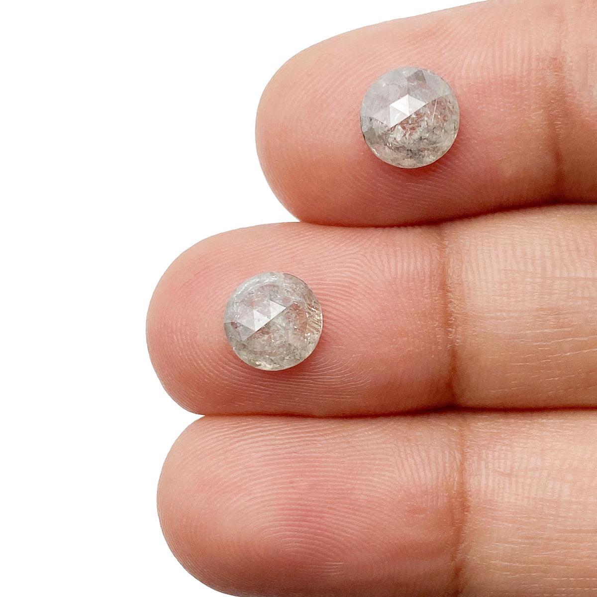 1.65cttw | Salt & Pepper Round Shape Rose Cut Diamond Matched Pair
