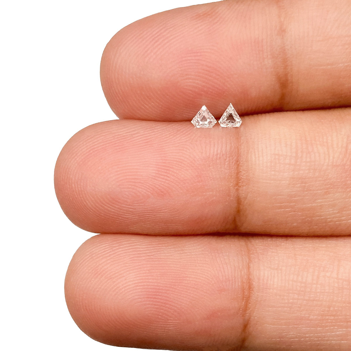 0.14cttw | E-F VVS Shield Shape Step Cut Diamond Matched Pair - Modern Rustic Diamond