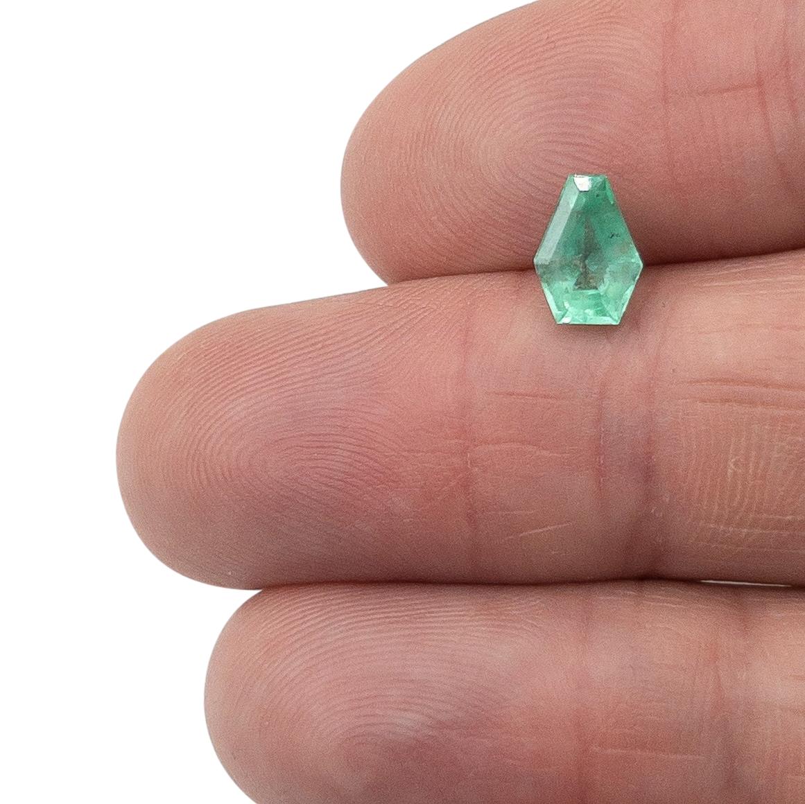 1.16ct | Step Cut Shield Shape Muzo Origin Emerald