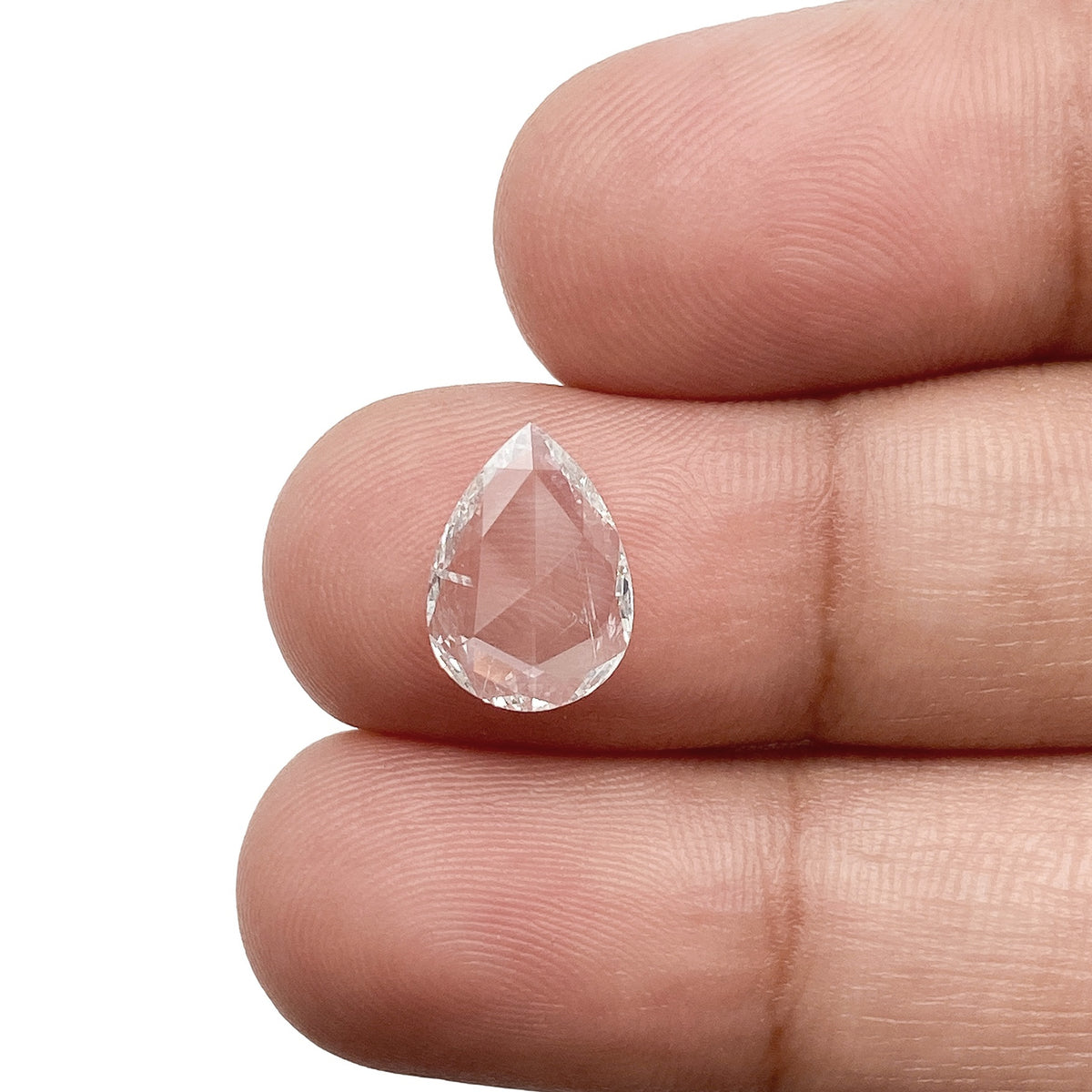 0.98ct | E-F/SI Pear Shape Rose Cut Diamond - Modern Rustic Diamond