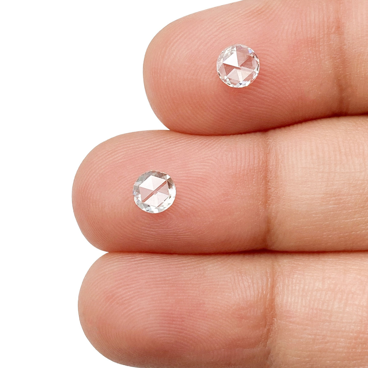 0.54cttw | F-G VS-SI Round Shape Rose Cut Diamond Matched Pair - Modern Rustic Diamond