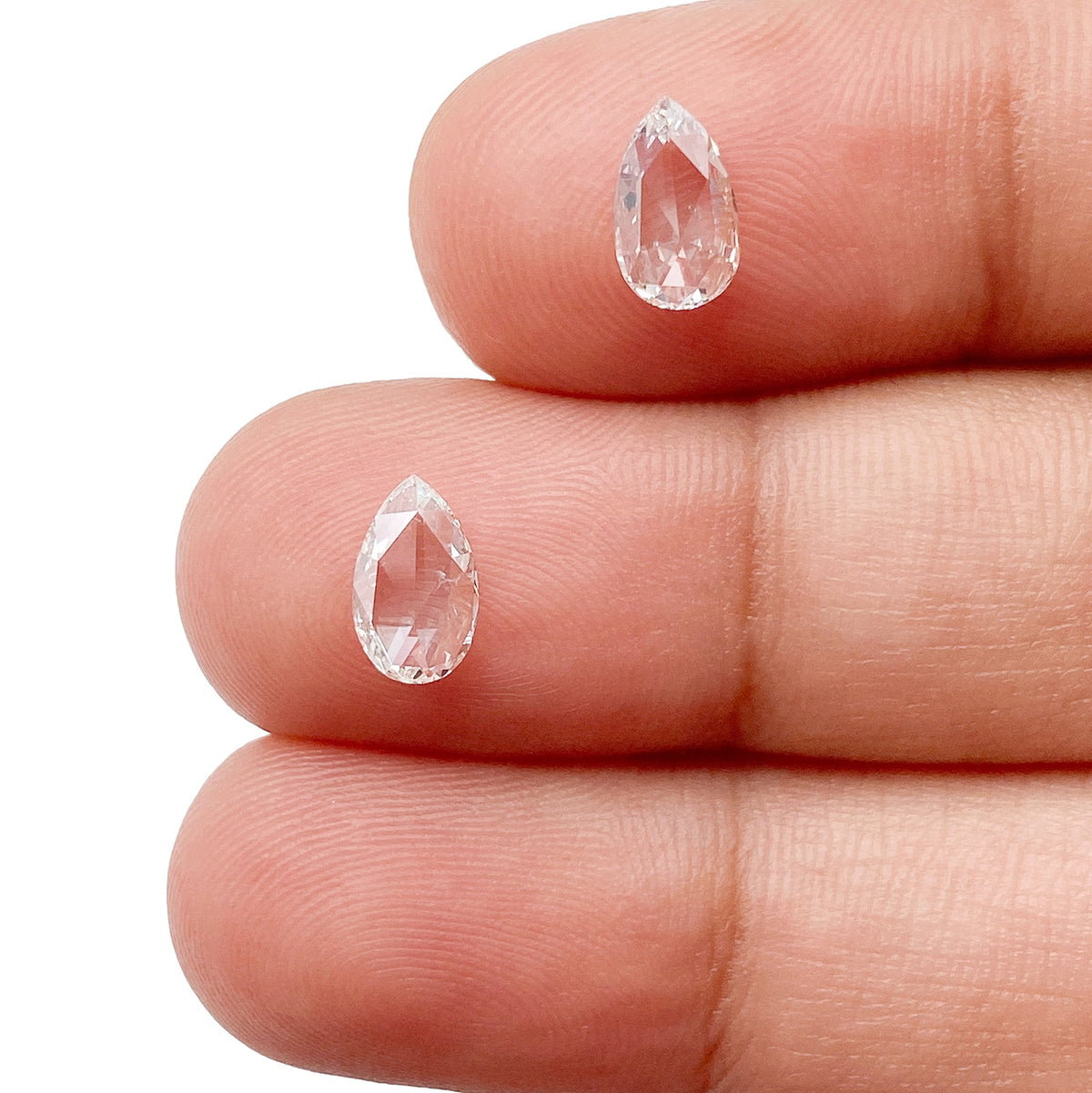 0.85cttw | F-G SI-SI2 Pear Shape Rose Cut Diamond Matched Pair