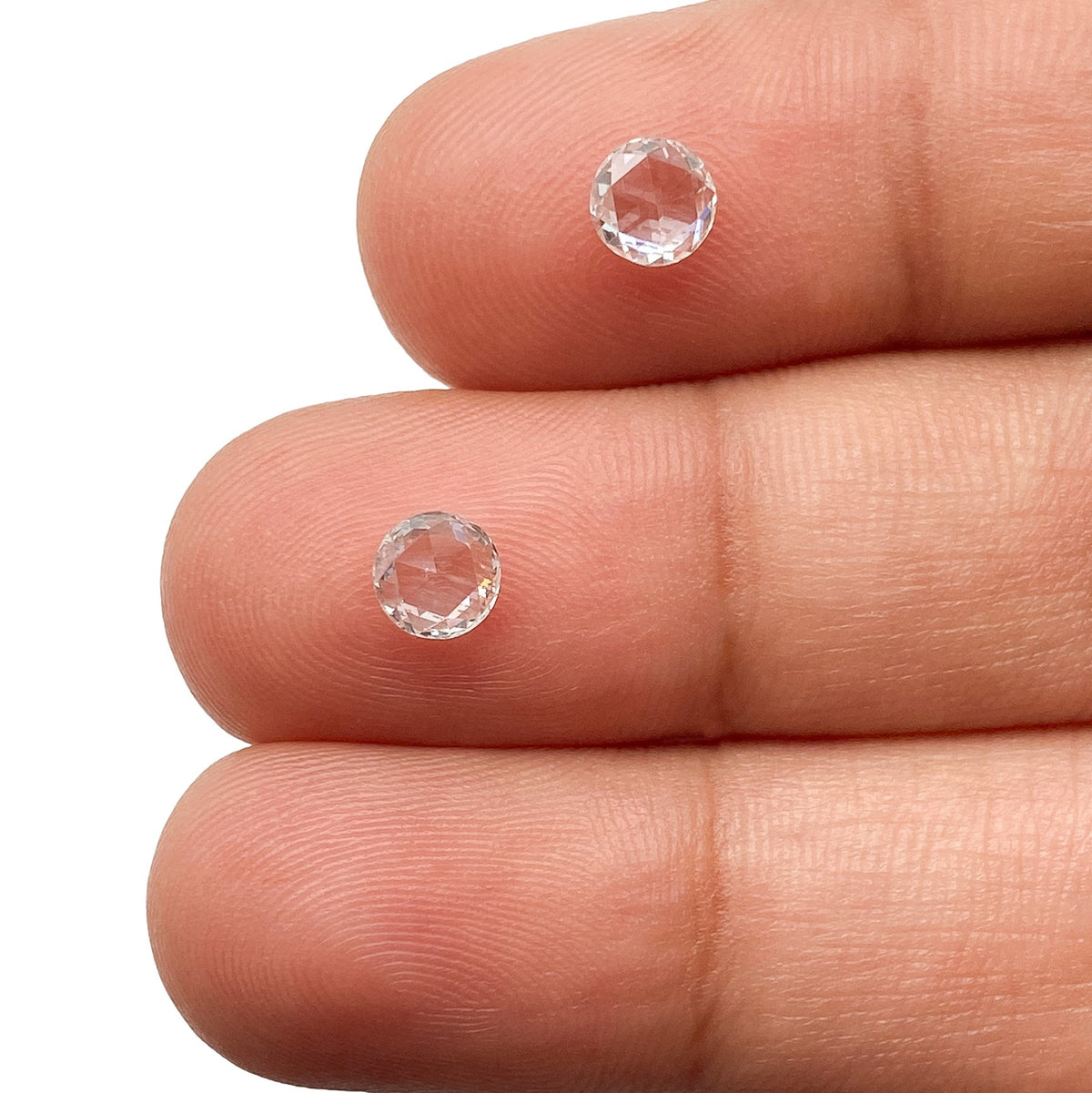 0.90cttw | E-F VS-SI Round Shape Rose Cut Diamond Matched Pair - Modern Rustic Diamond