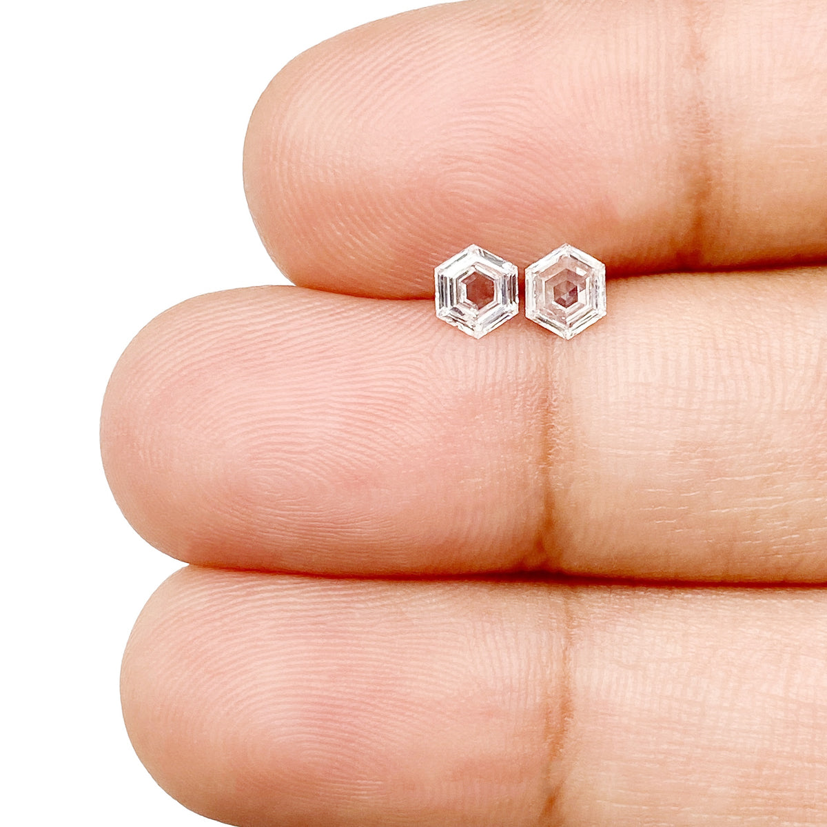 0.43cttw | E-F VVS Hexagon Shape Step Cut Diamond Matched Pair - Modern Rustic Diamond