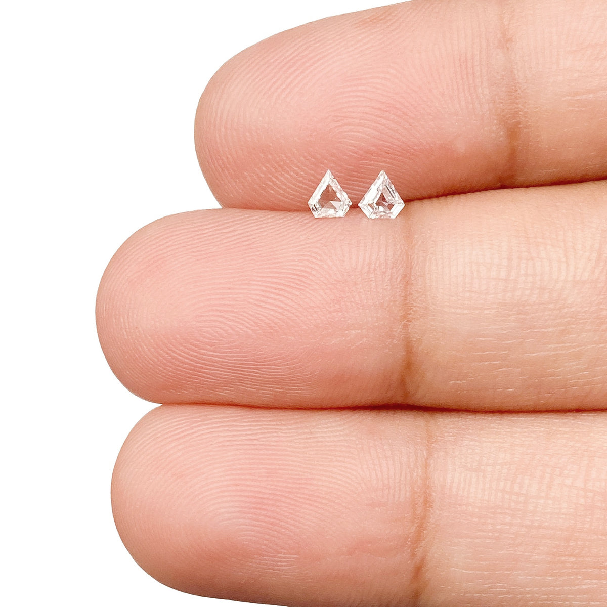 0.14cttw | G-H VVS Shield Shape Step Cut Diamond Matched Pair - Modern Rustic Diamond