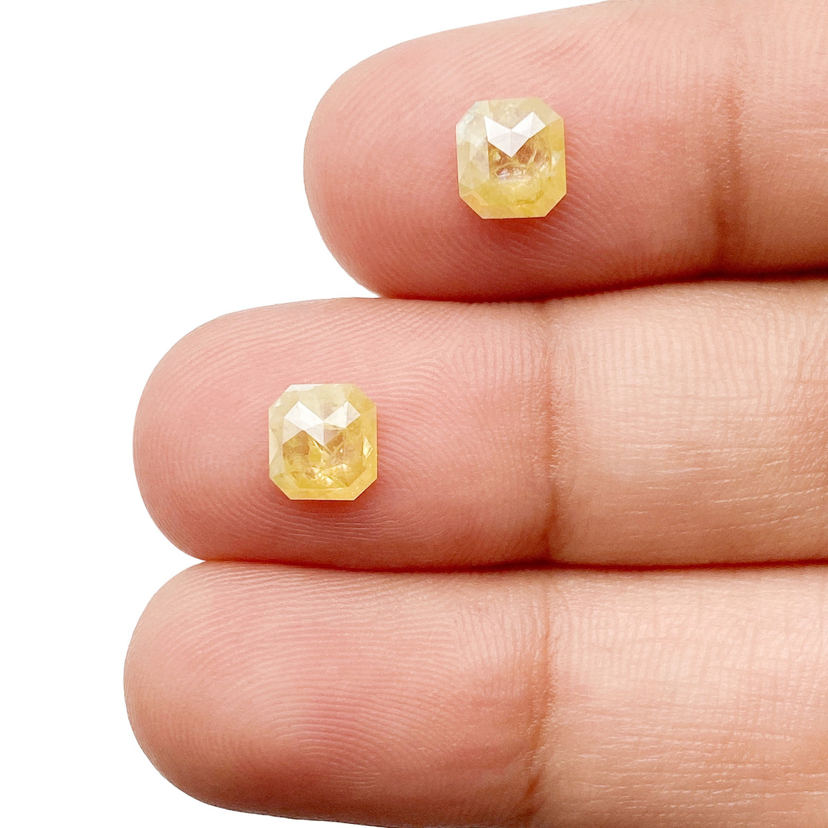 1.48cttw | Salt & Pepper Asscher Shape Step Cut Diamond Matched Pair - Modern Rustic Diamond