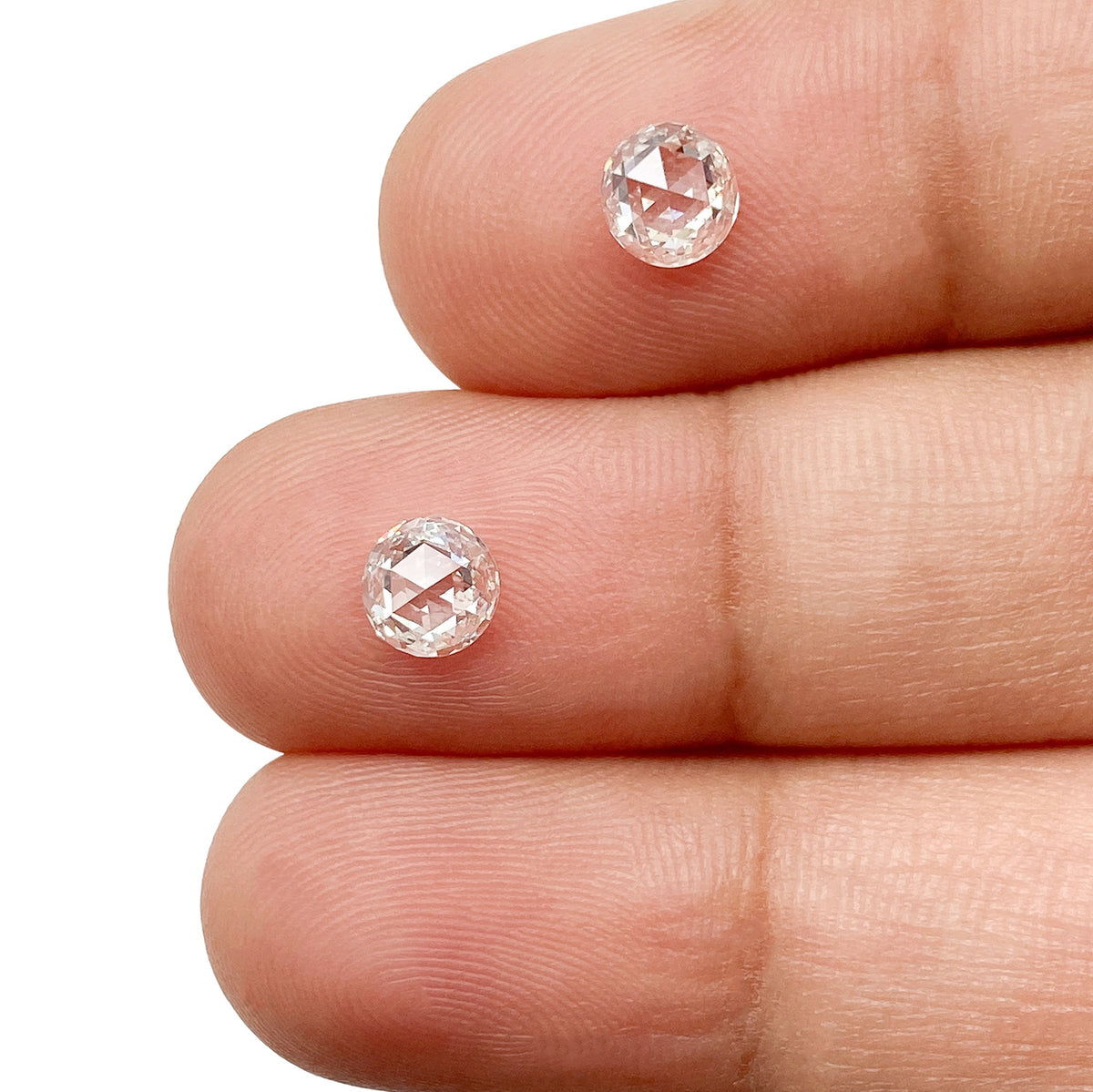0.80cttw | H-I SI Round Shape Rose Cut Diamond Matched Pair - Modern Rustic Diamond