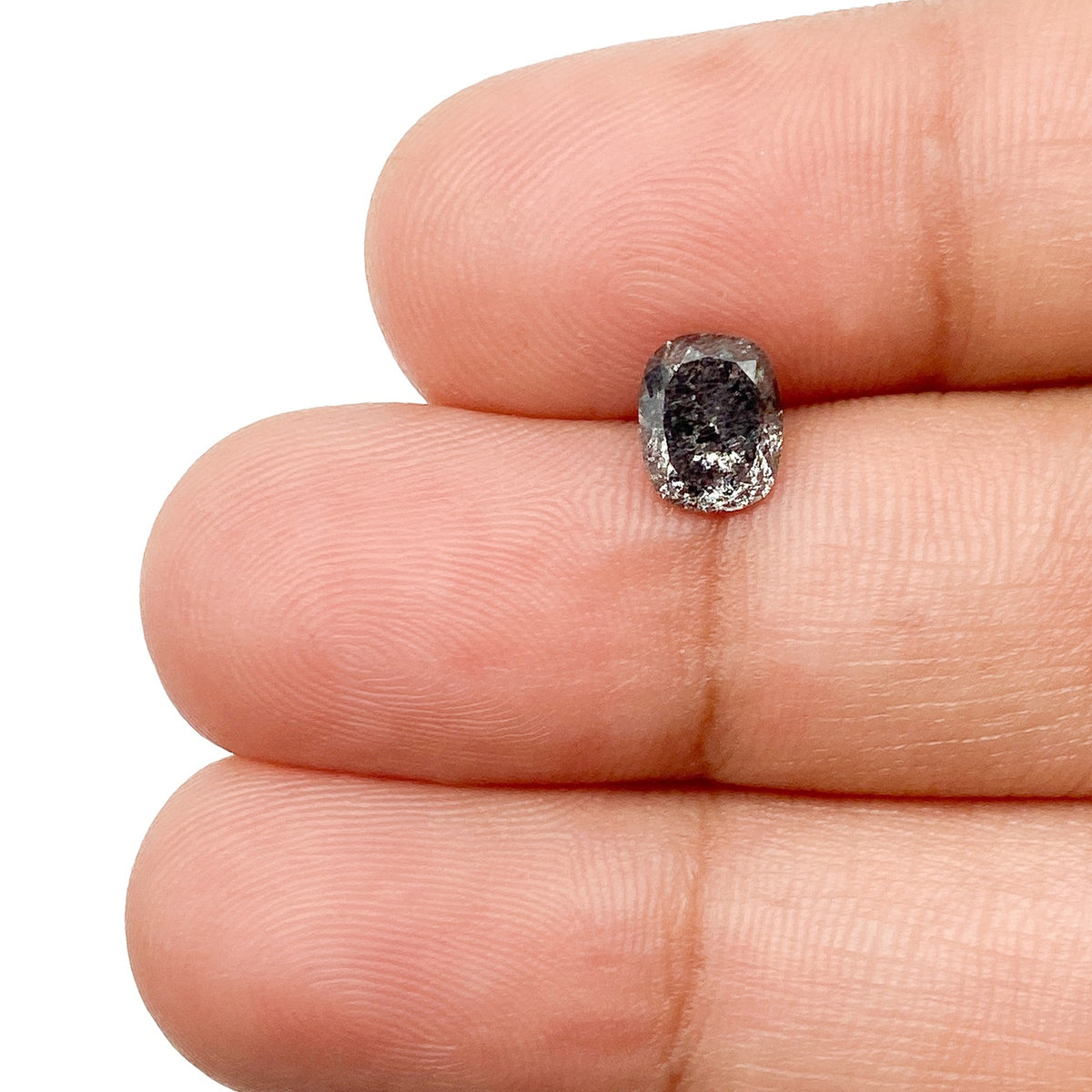 0.98ct | Salt & Pepper Cushion Shape Brilliant Cut Diamond