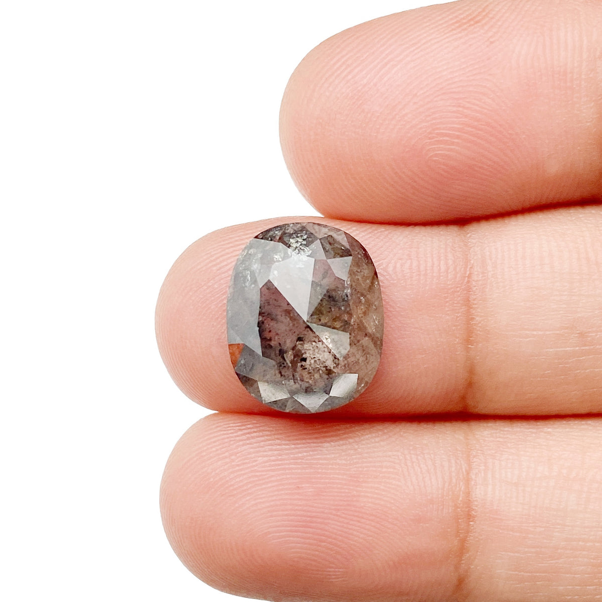 4.70ct | Salt & Pepper Cushion Shape Rose Cut Diamond - Modern Rustic Diamond