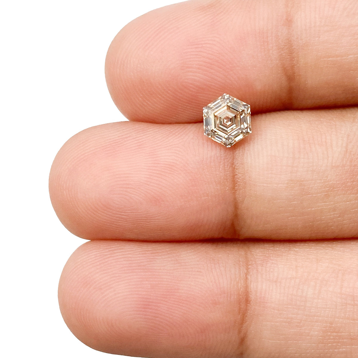 0.79ct | Champagne VVS2 Hexagon Shape Step Cut Diamond (GIA) - Modern Rustic Diamond