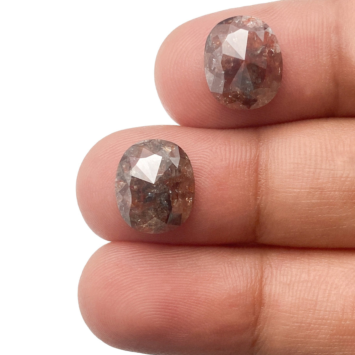5.24cttw | Rustic Brownish Red Cushion Shape Rose Cut Diamond Matched Pair