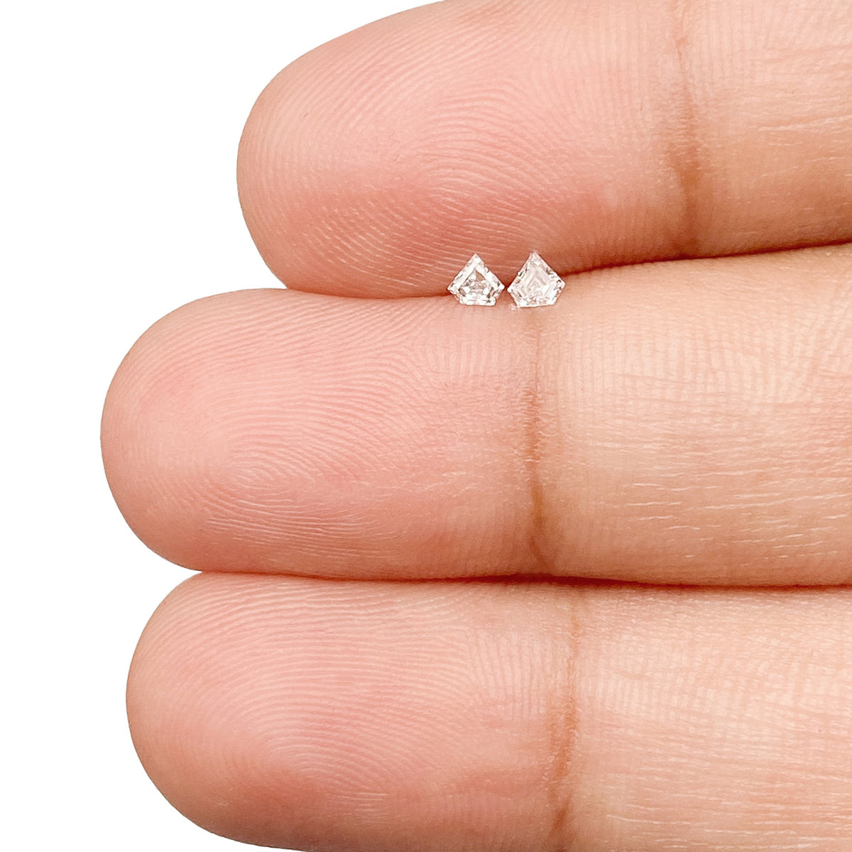 0.10cttw | E-F VVS Shield Shape Step Cut Diamond Matched Pair - Modern Rustic Diamond