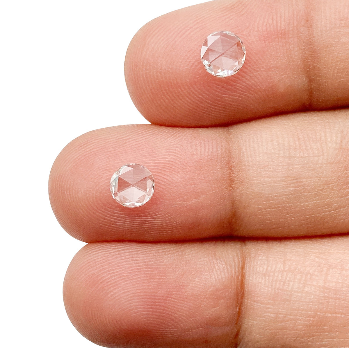 0.70cttw | H-I VS-SI Round Shape Rose Cut Diamond Matched Pair - Modern Rustic Diamond