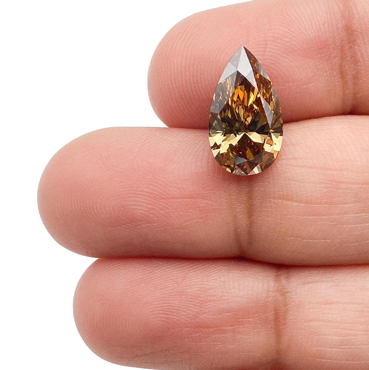3.01ct | Cognac VS2 Pear Shape Brilliant Cut Diamond (GIA) - Modern Rustic Diamond
